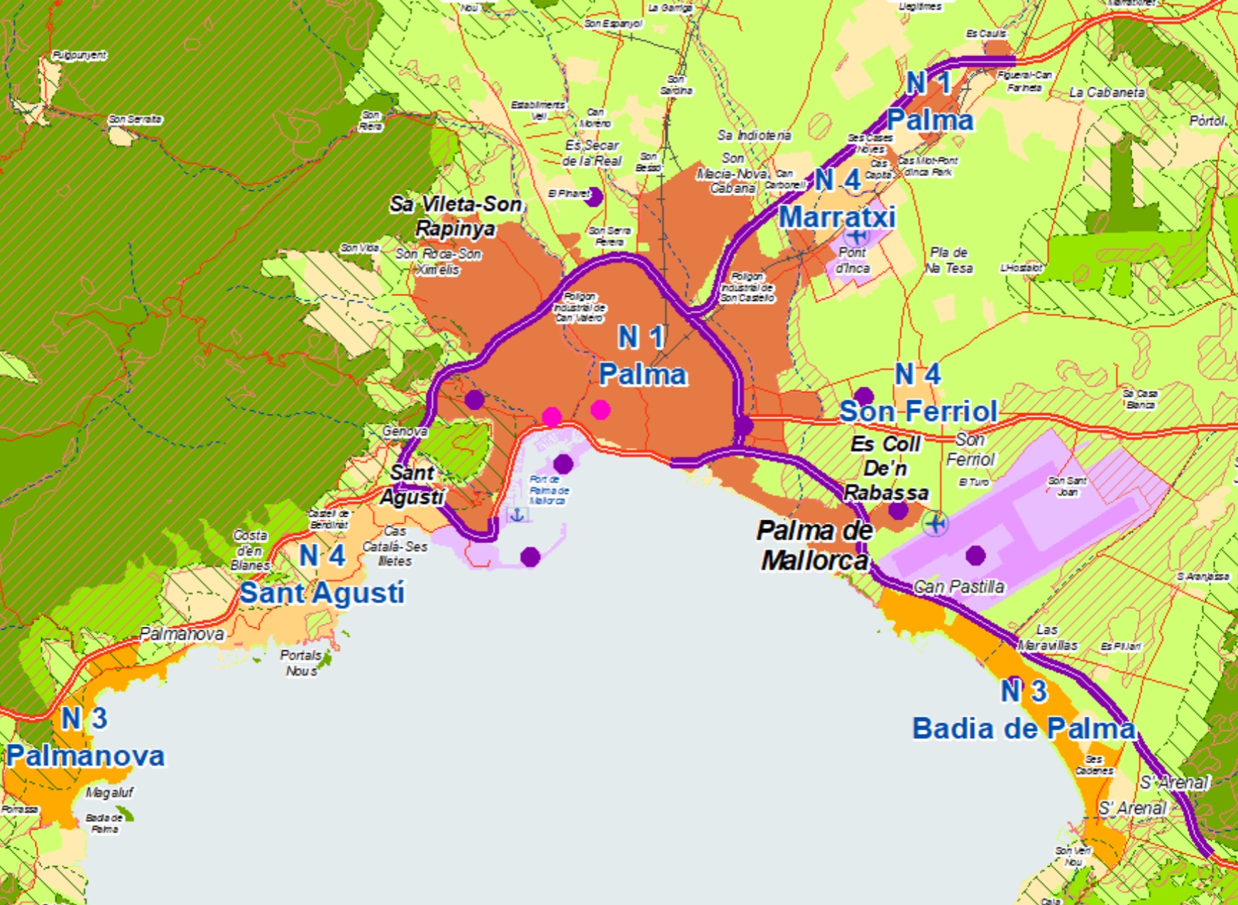Imatge dels diferents nivells a la zona de Palma.
