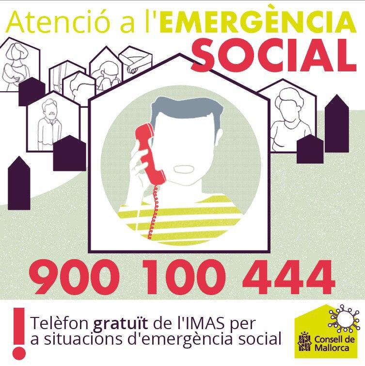 El Consell habilita el telèfon 900 100 444 per a emergències socials.
