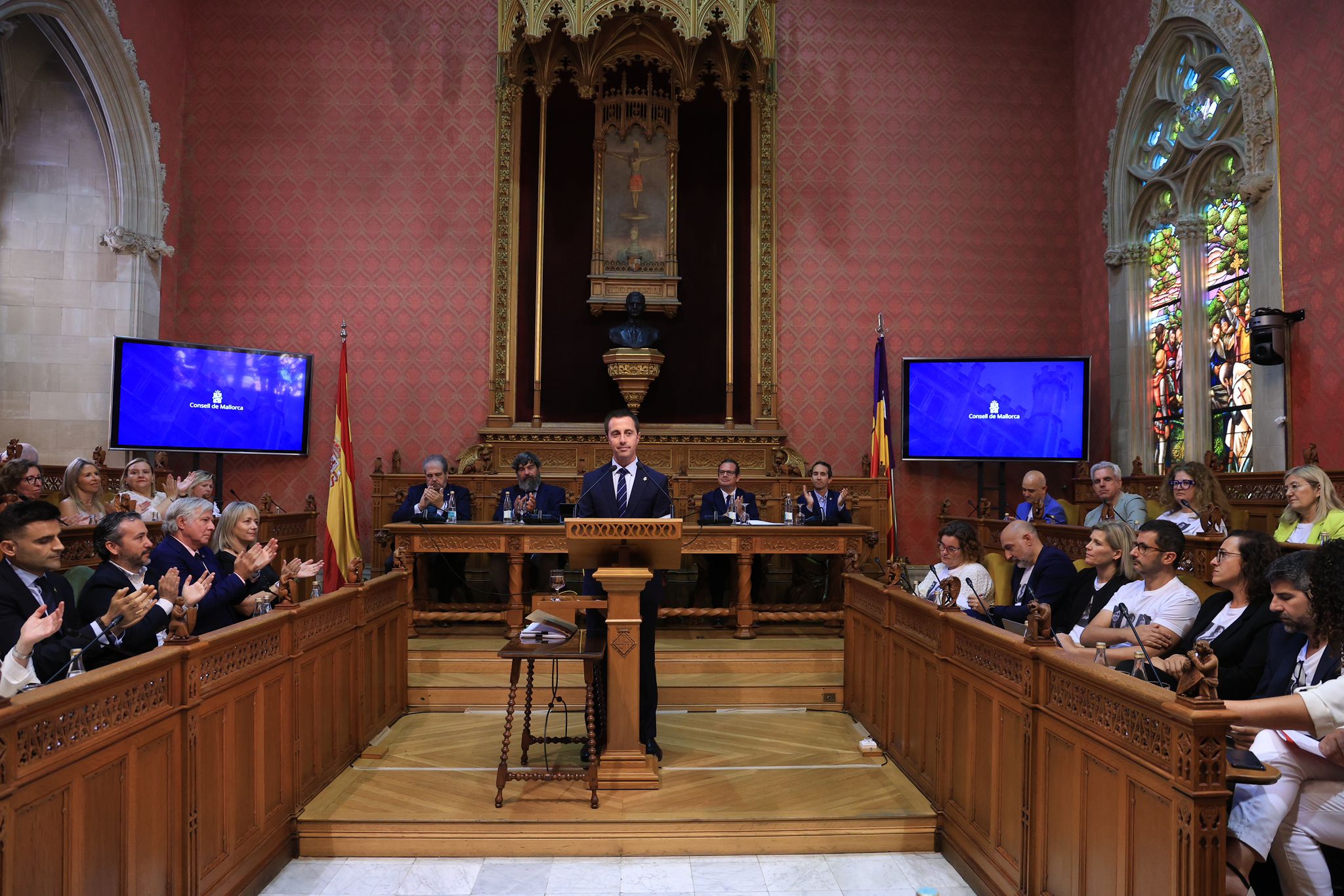 El president del Consell de Mallorca, Llorenç Galmés, durant el debat de política general.